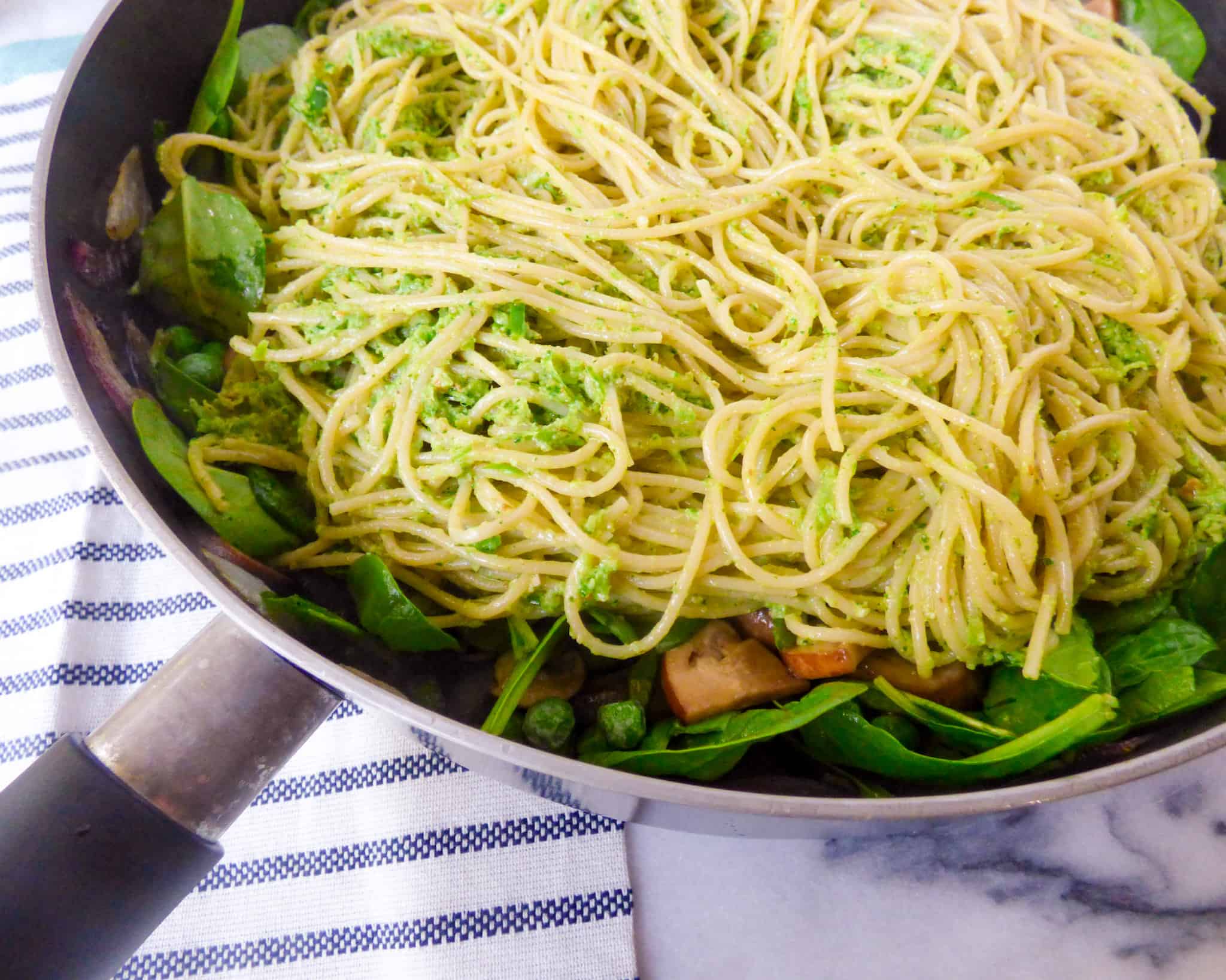 Veggie-Packed Pesto Pasta with Garlic Scape Pesto | Street Smart Nutrition