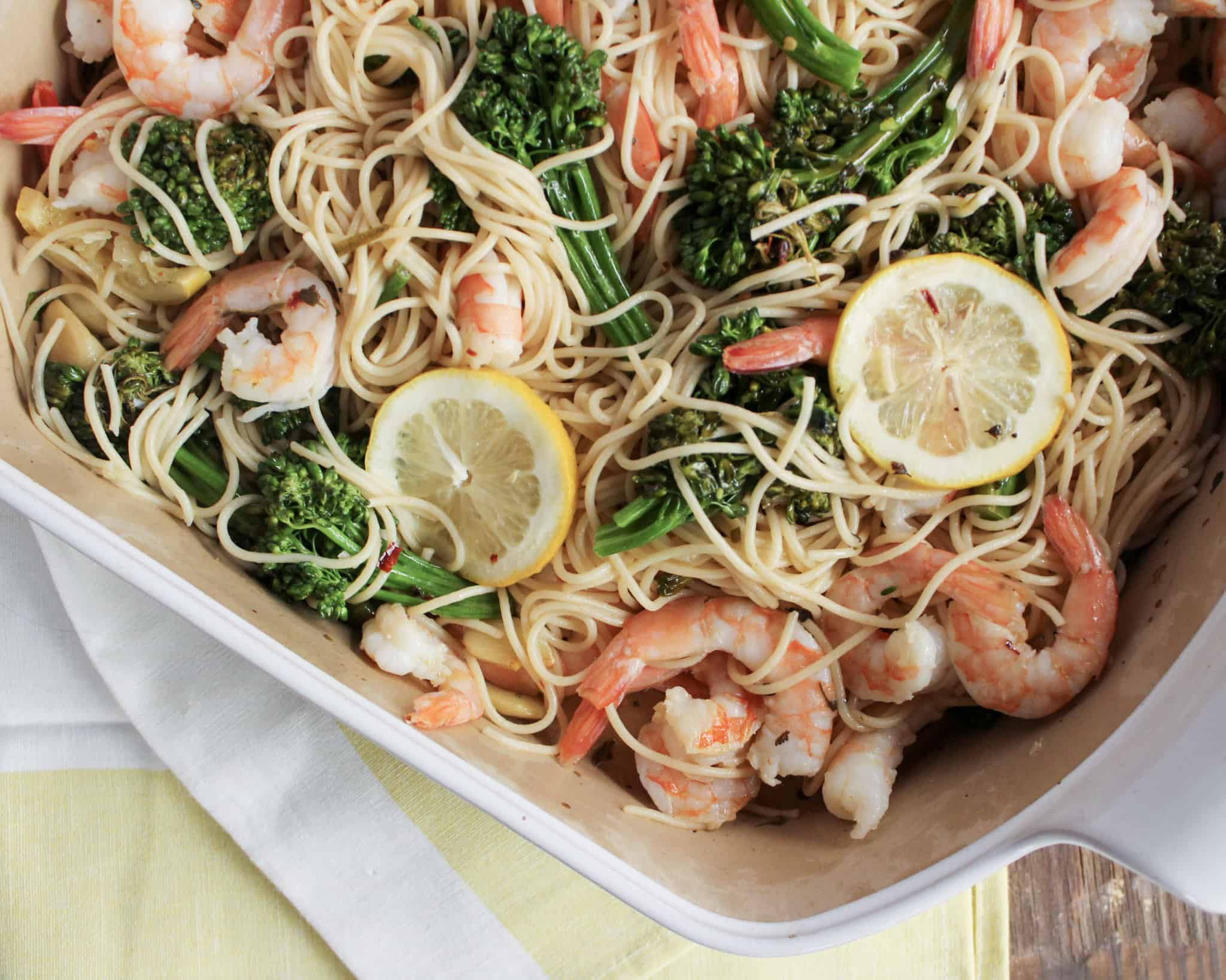 Lemon Baked Shrimp with Pasta is a quick and easy weeknight meal that's ready in 30 minutes or less