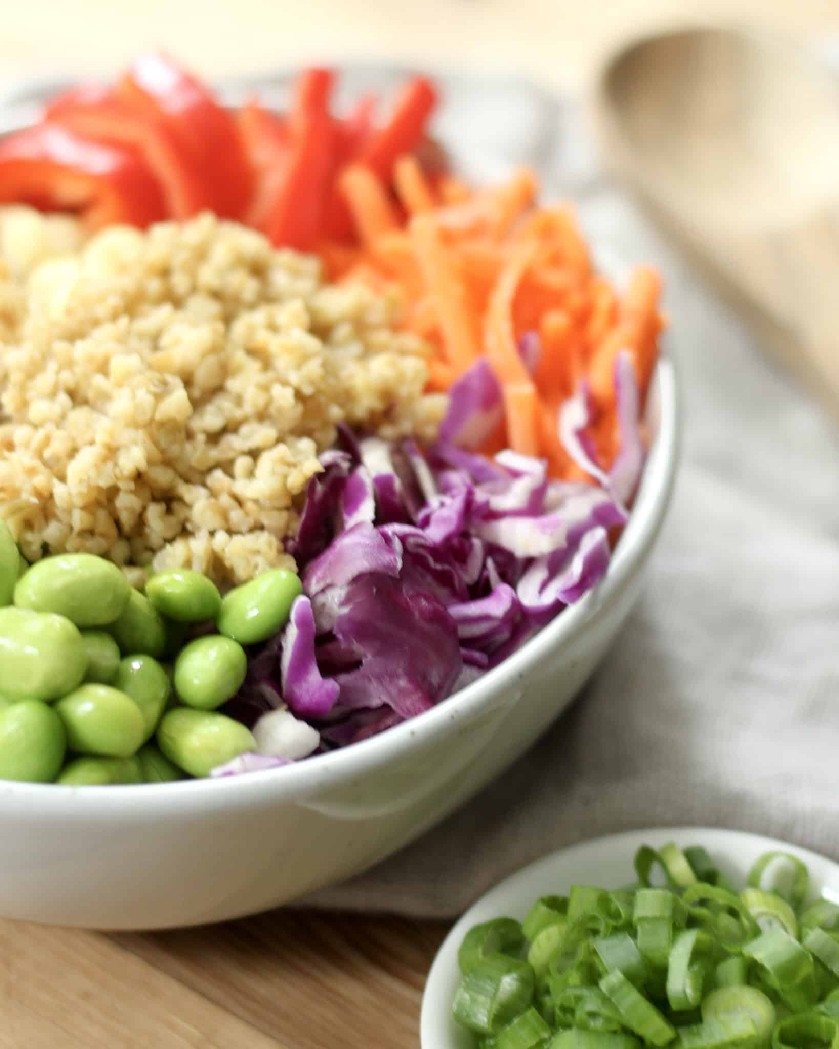 Thai Freekeh Salad with Spicy Peanut Sauce