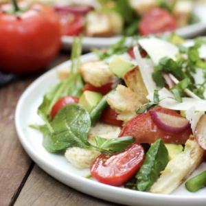 Spring Greens Panzanella Salad