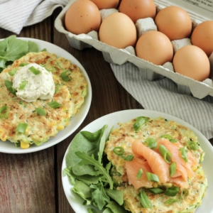 Zucchini Pancakes with Roasted Hatch Chili Cream Cheese