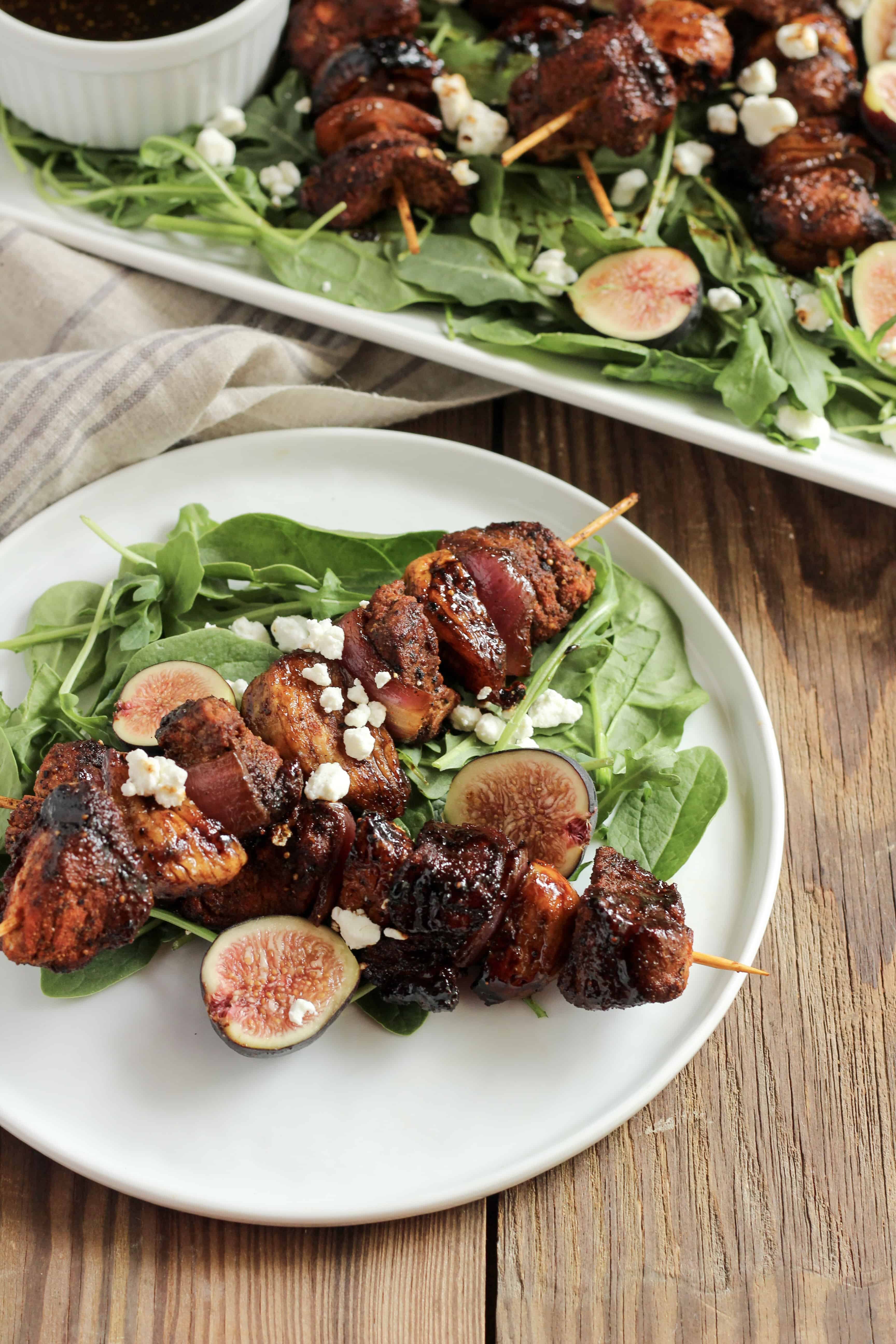 Glazed pork kebabs are a treat on the grill and surprisingly simple to make! Enjoy these Glazed Pork Tenderloin Kebabs with Figs this summer