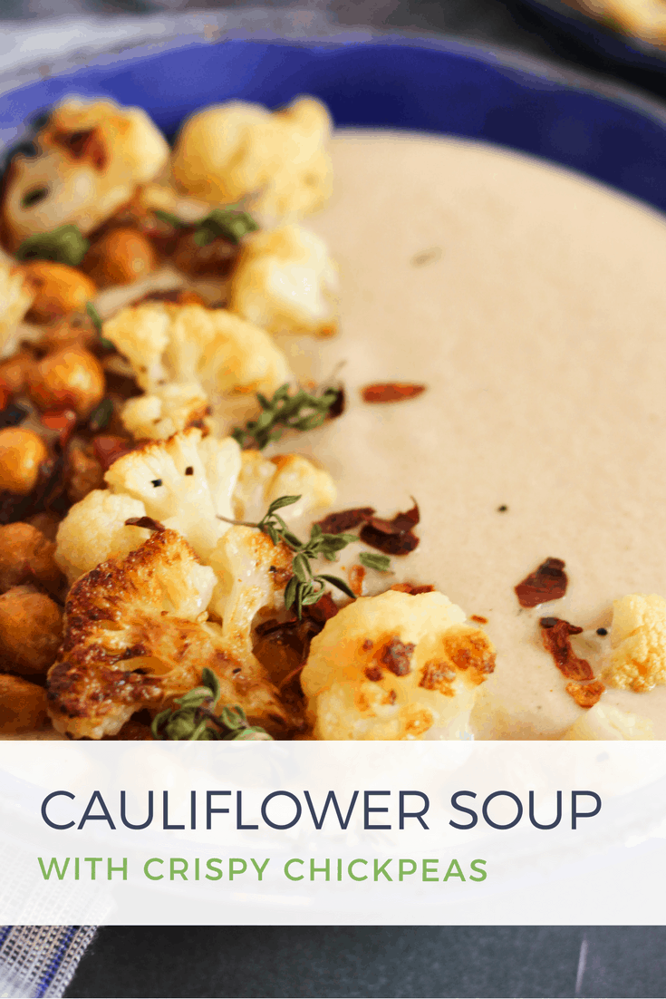 Roasted Cauliflower Soup with Crispy Chickpeas