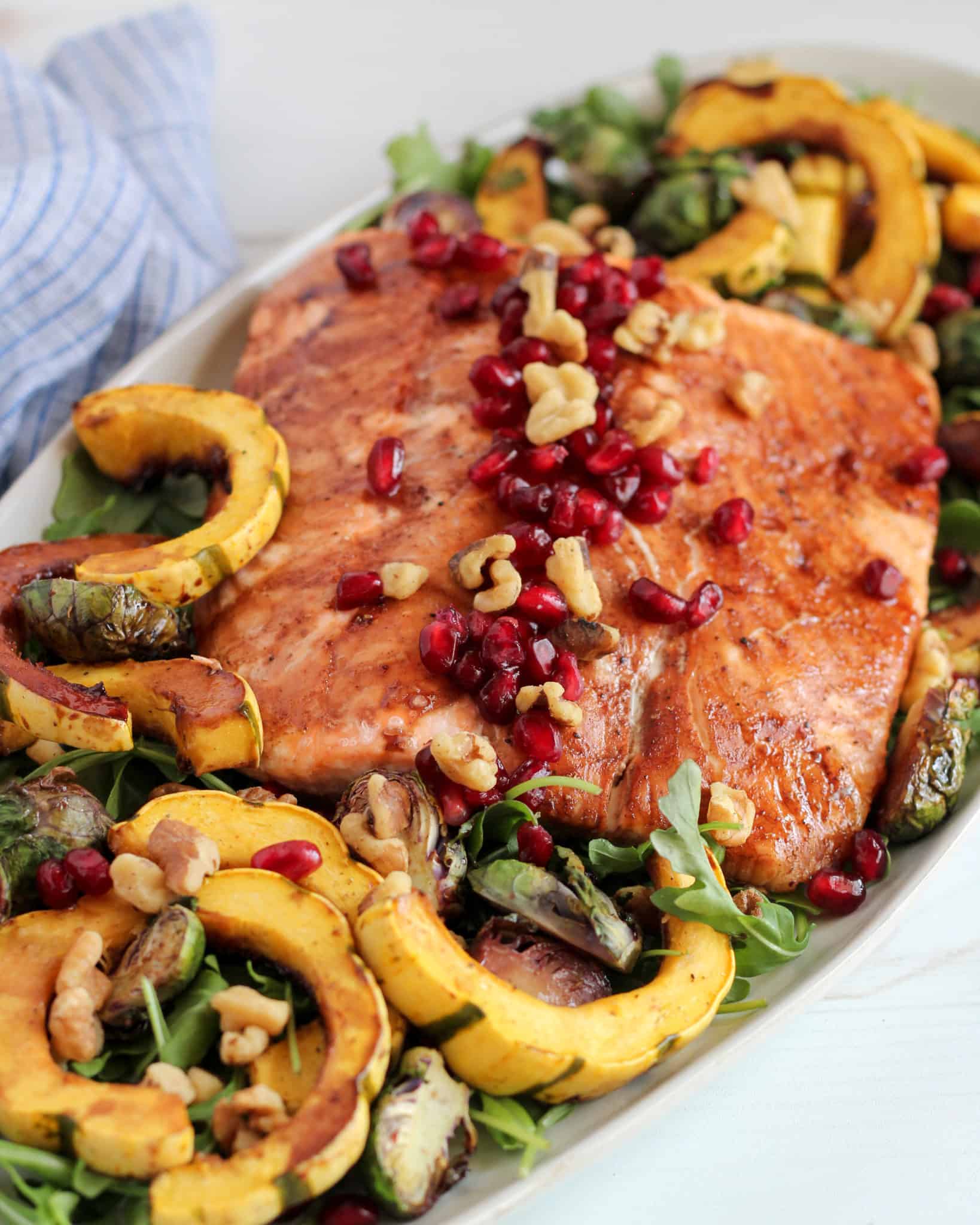 Pomegranate Glazed Salmon with Roasted Veggies