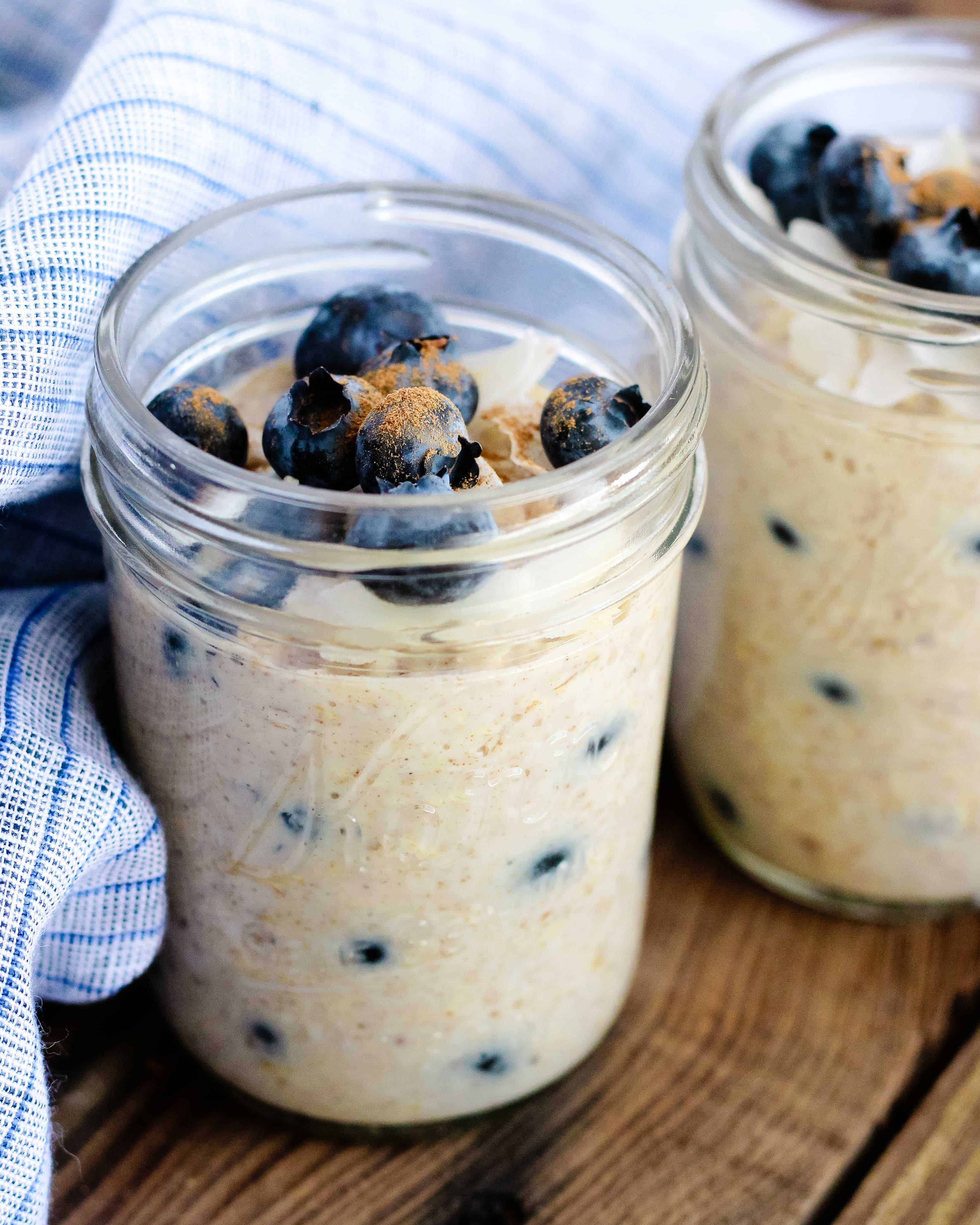 Blueberry Coconut Overnight Oats with kefir are an easy meal prep option for quick breakfasts using oats. Just chill overnight for a quick breakfast