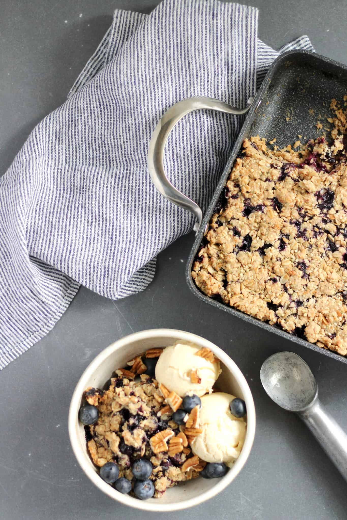 Blueberry Crumble with Hemp Hearts dessert