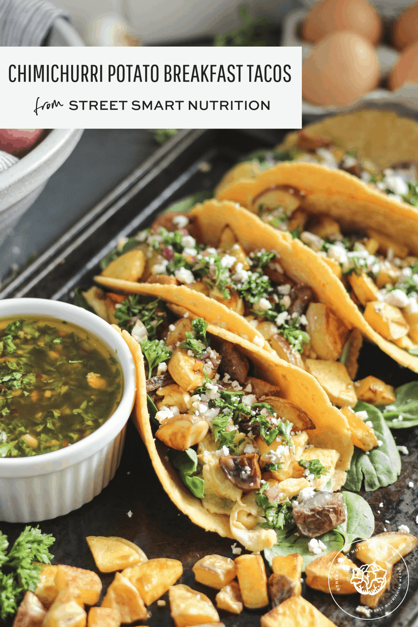 Chimichurri Potato Breakfast Tacos are easy to prepare ahead of time so you can refuel quickly after training