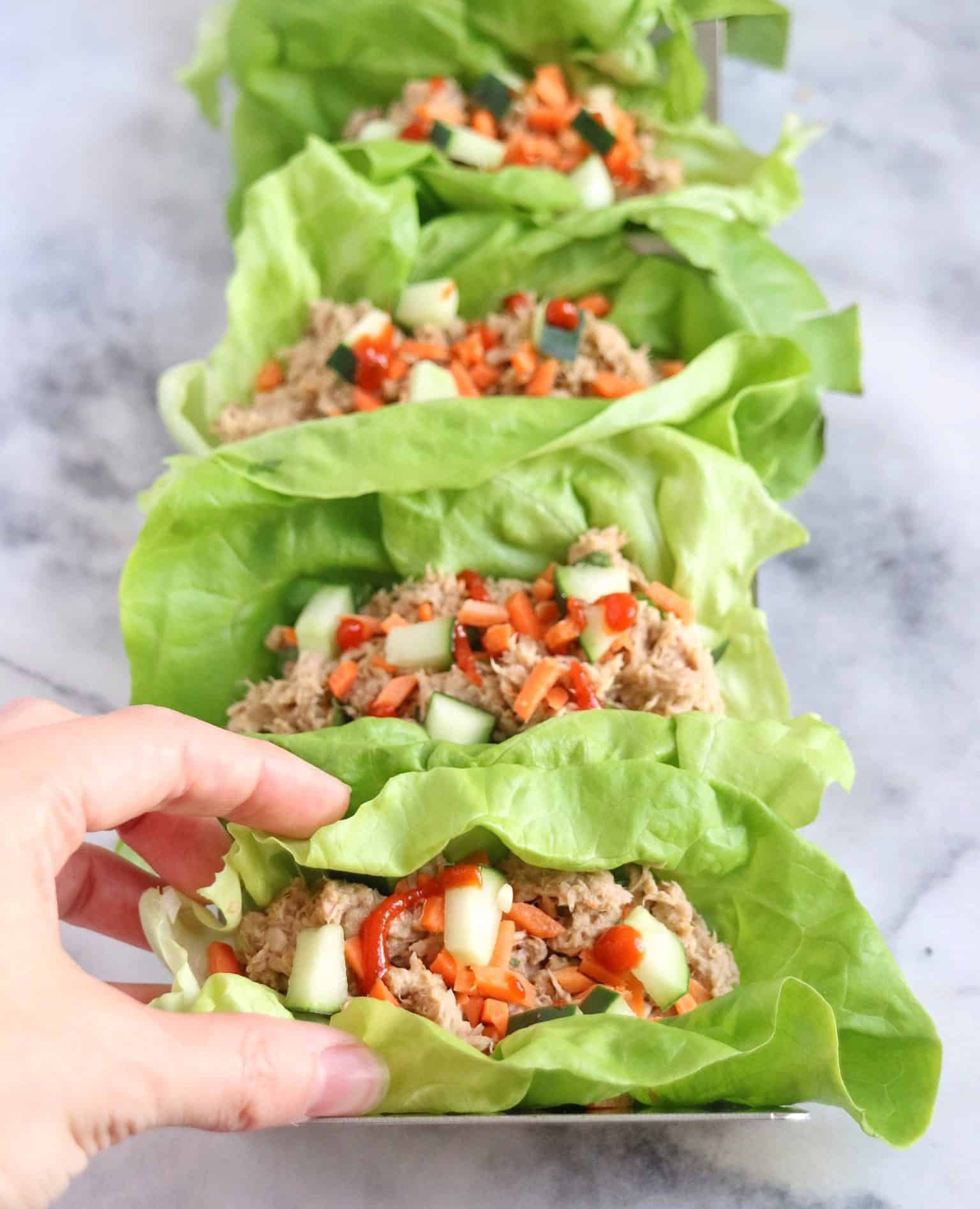 Find these Zesty Tuna Lettuce Wraps and more in this recipe roundup for Seafood Nutrition Month on the Street Smart Nutrition Blog in partnership with Seafood Nutrition Partnership