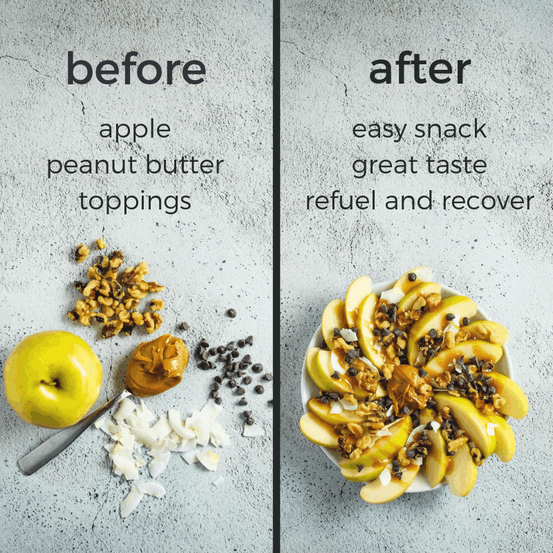 Loaded Apple Nachos are a simple snack for athletes post-workout. They provide great taste, beneficial nutrition, and are convenient and simple to prepare! Grab the recipe here, plus some tips for basic sports nutrition