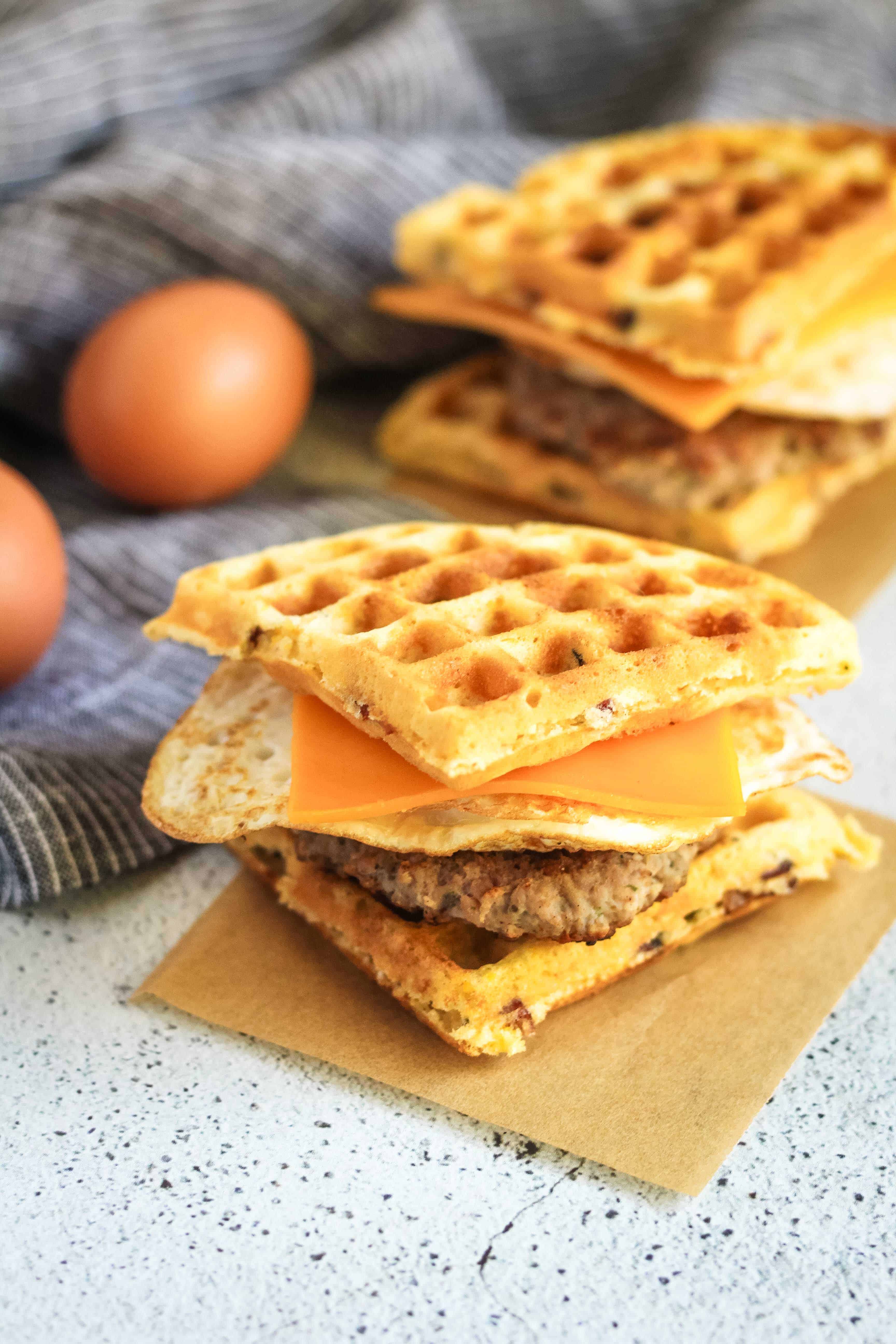 Wondering what to make with leftover waffles? These Sausage and Egg Waffle Sandwiches are the perfect breakfast sandwich for lazy weekend mornings