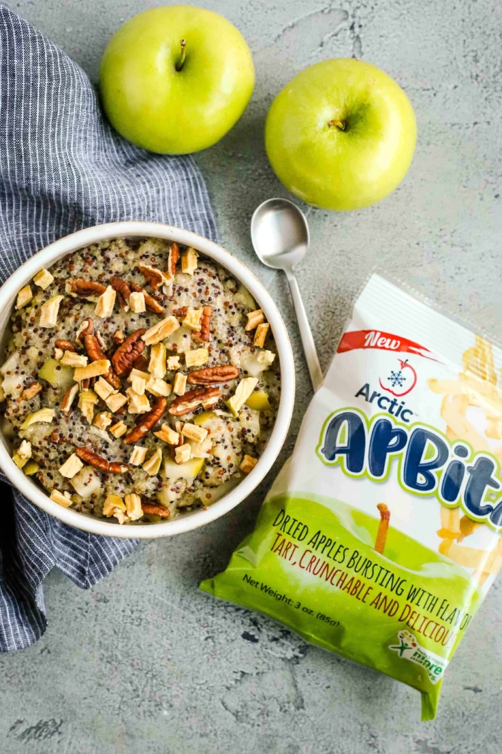 Change up your hot breakfast routine with this simple & filling recipe for cinnamon apple breakfast quinoa made with Arctic® Apple Grannies and ApBitz™