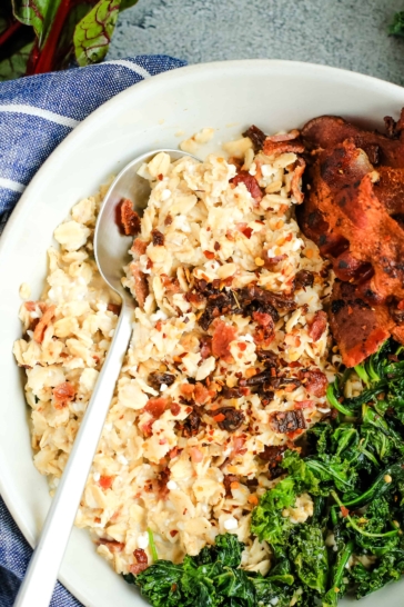 Savory Oats with Garlic Greens with Quaker Old Fashioned Oats