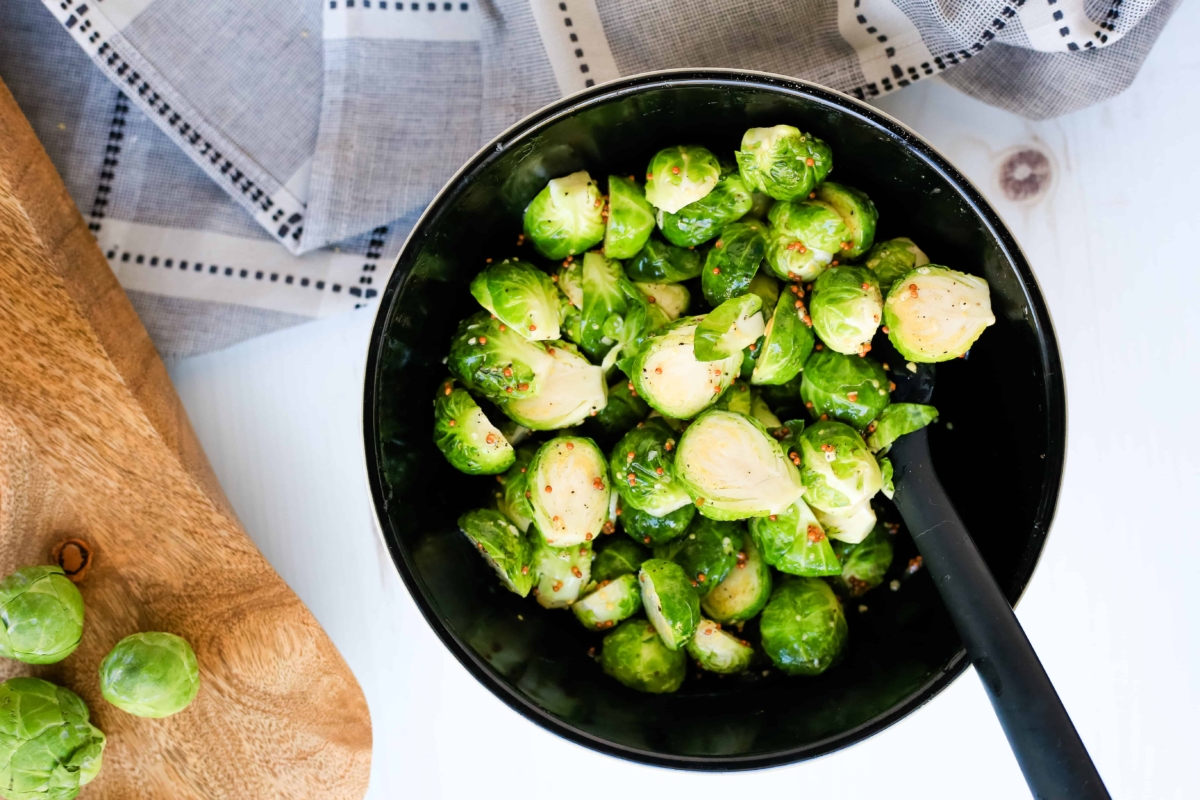 Maple Mustard Brussels Sprouts with Creamy Dijon Aioli Holiday Side Dish