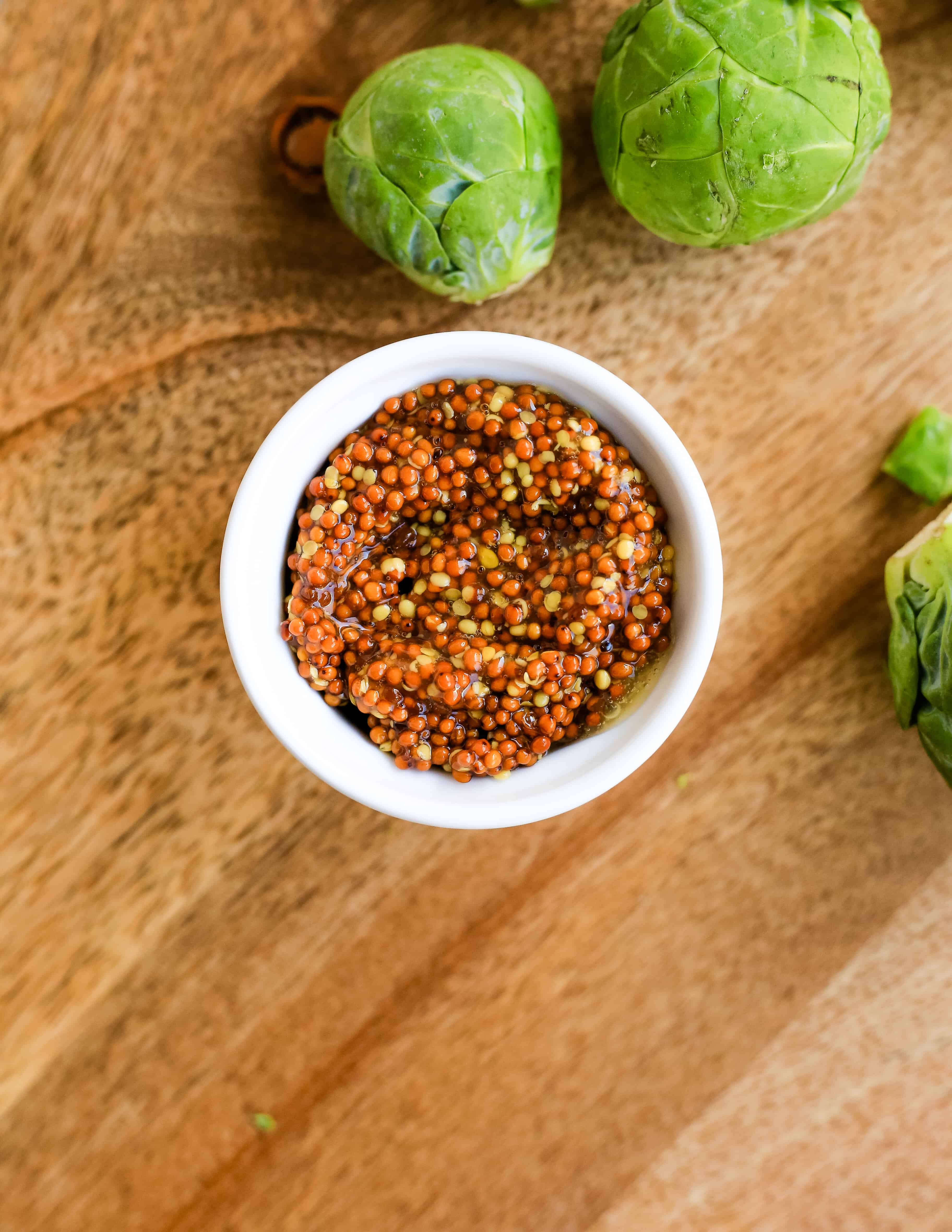 Maple Mustard Brussels Sprouts with Creamy Dijon Aioli