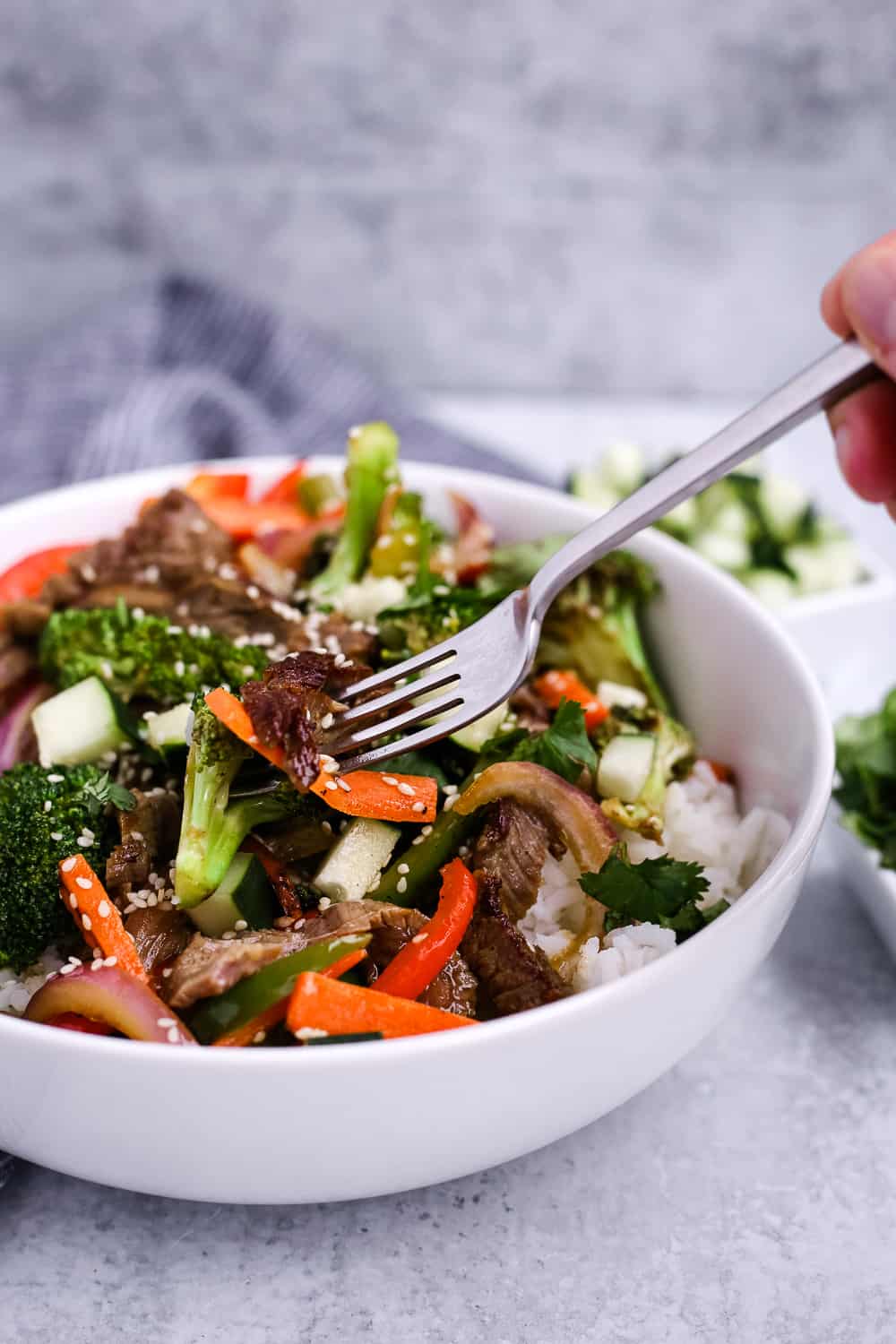 Easy Beef Stir Fry Recipe with skirt steak and veggies