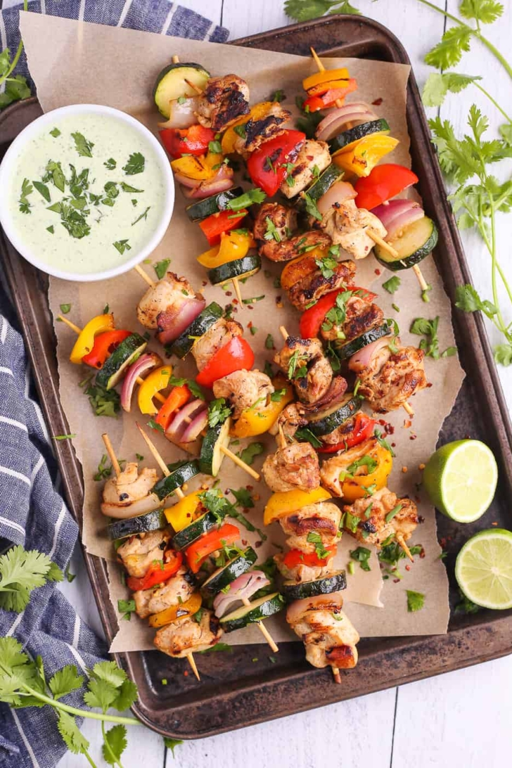 Yogurt Marinated Chicken Kebabs and Creamy Dipping Sauce, Feature Image