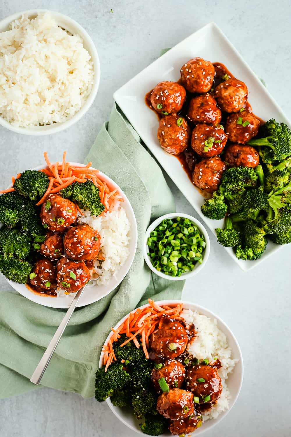 Sweet & Spicy Sesame Chicken Meatball Bowls