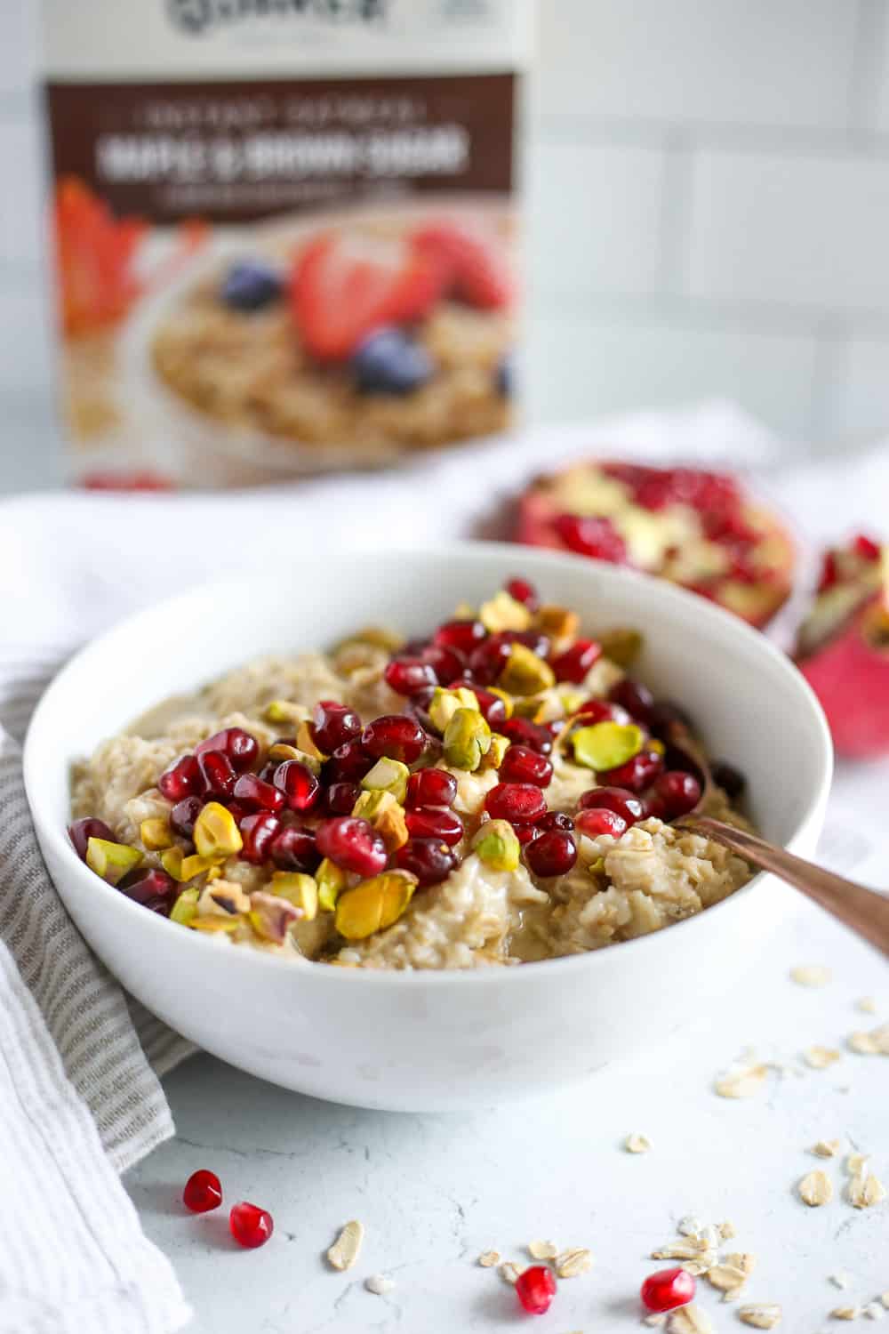 Berry pomegranate oatmeal bowl