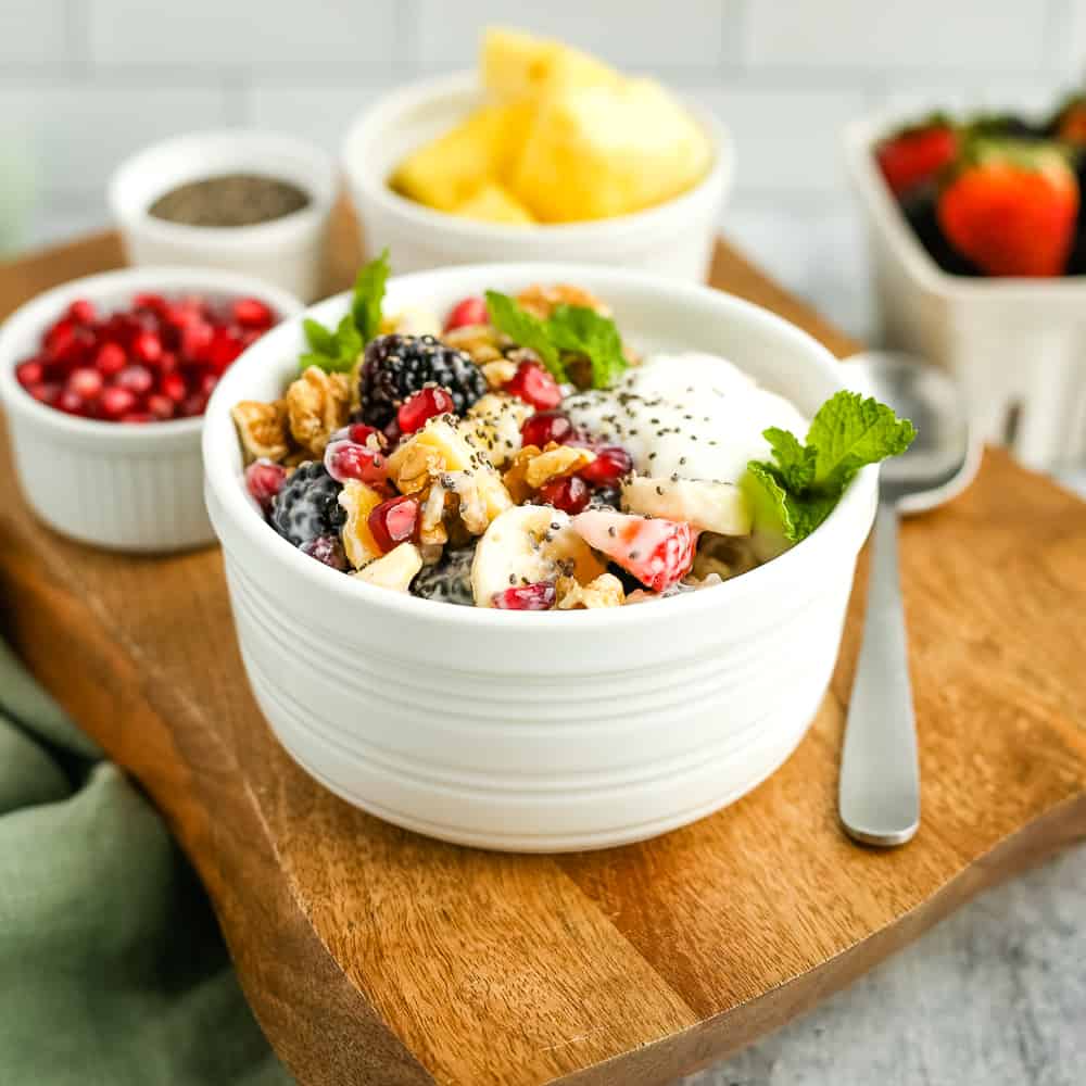 Greek Yogurt Chia Pudding with Pomegranate and Fresh Berries