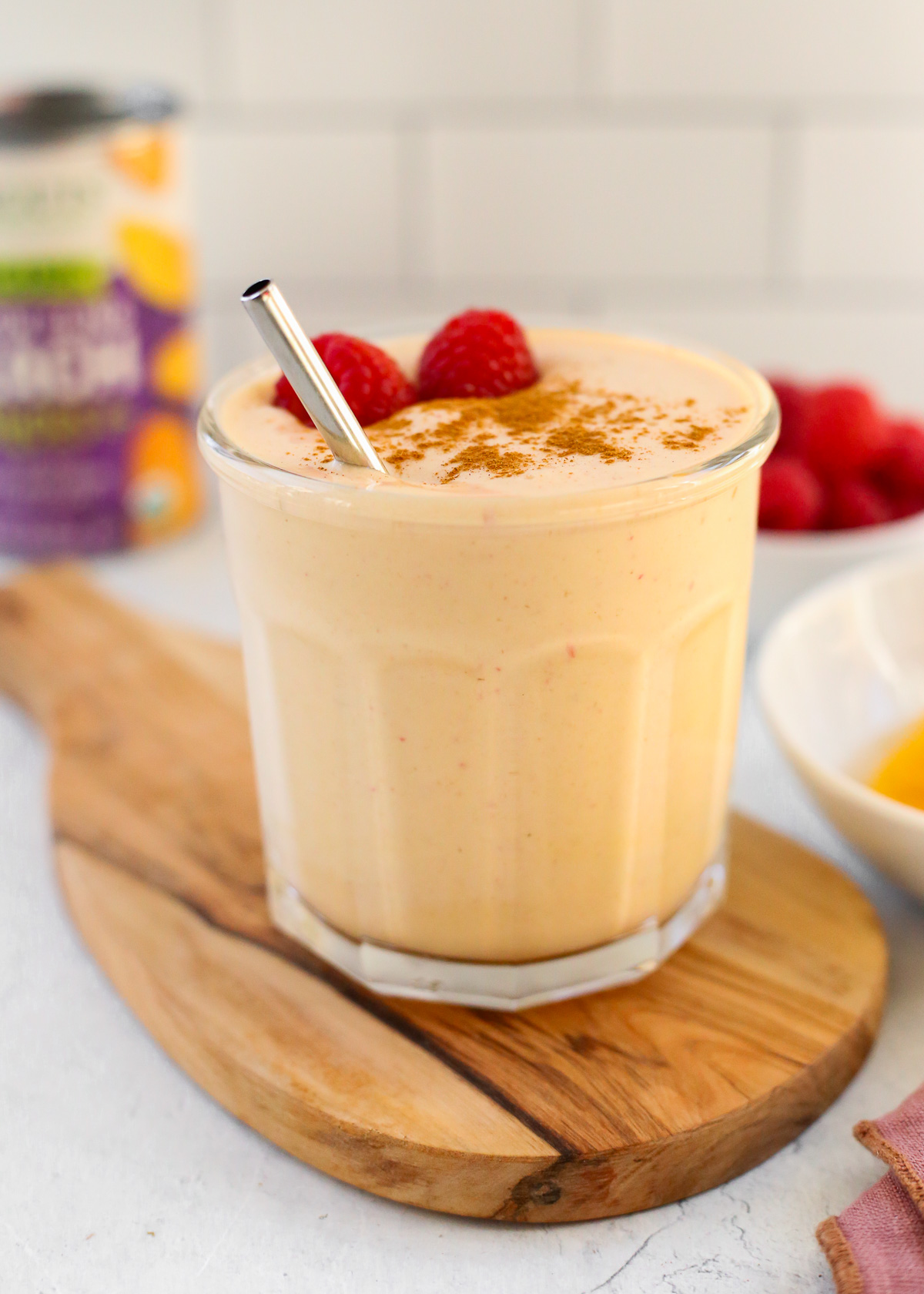 High Protein Peaches and Cream Smoothie